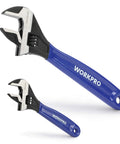 Two Piece Adjustable Wrench Set With 6 Inch And 10 Inch Wide Jaw Sizes, Black Oxide CrV Steel, Metric And SAE Scales, front view
