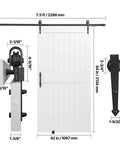 Sliding Barn Door Kit With Hardware 42 By 84 Inch Built Tough MDF Panel Water Resistant PVC Finish Easy Install H Frame Design Quiet Smooth