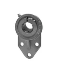 Front view of 1-1/4 in (31.75 mm) Kanigen Accu-Loc RF stainless steel single-row ball bearing with concentric locking collar, 3-bolt flange mount for industry.