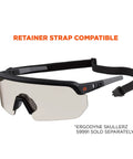 Skullerz Aegir Safety Glasses with oversized blade style and UV protection, showing side view with retainer strap feature.
