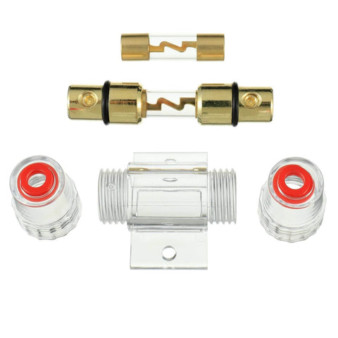 Inline 4-8 Gauge AWG Fuse Holder With 100 Amp AGU Fuses For Car Audio Alarm System Amplifier And Compressor Waterproof