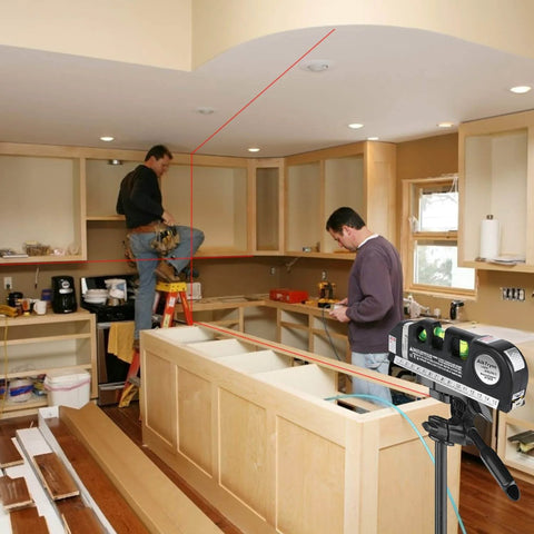 Laser Level Line Tool, Multipurpose Laser Level Kit Standard Cross Line Laser leveler Beam Tool with Metric Rulers in kitchen setup