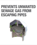 Oatey Sure Vent Air Admittance Valve 1.5 Inch To 2 Inch White PVC Schedule 40 Adapter 39016, cross-section view, shows internal mechanism preventing gas escape.
