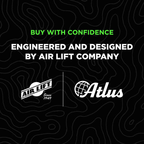Air Lift and Atlus logos with 'Buy with Confidence' text, related to Air Bag Suspension Kit for 2022–2025 Toyota Tundra 2WD and 4WD