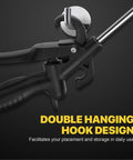 Close-up of high-volume angled air blow gun with rubber guard, showing the double hanging hook design for easy storage.