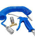 Heavy Duty Air Blow Gun Kit With Sixteen Foot Pneumatic Hose One Quarter Inch Quick Connect And Six Millimeter Outer Diameter