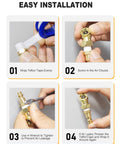 Installation steps for Two Pack Durable Metal Closed Ball Air Chucks With One Quarter Inch NPT Quick Plug For Tire Inflation And Air Compressor Hoses Leak Proof Tire Inflator Nozzle For Automotive Shops Service Fleets And Home Garages.