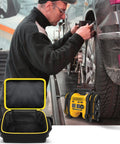 Air Compressor Bag Case For 20V Max Tire Inflator DCC020IB Compatible With DEWALT Cordless Tools Storage Organizer open view.