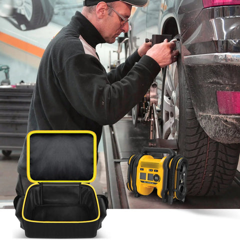 Air Compressor Bag Case For 20V Max Tire Inflator DCC020IB Compatible With DEWALT Cordless Tools Storage Organizer open view.
