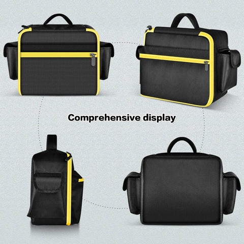 Front, back, and side views of Air Compressor Bag Case For 20V Max Tire Inflator DCC020IB Compatible With DEWALT Cordless Tools Storage Organizer