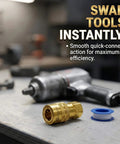 15-Piece Air Compressor Fittings Kit With 1/4 NPT Quick Connects, Solid Brass Connectors, and Teflon Tape on workbench