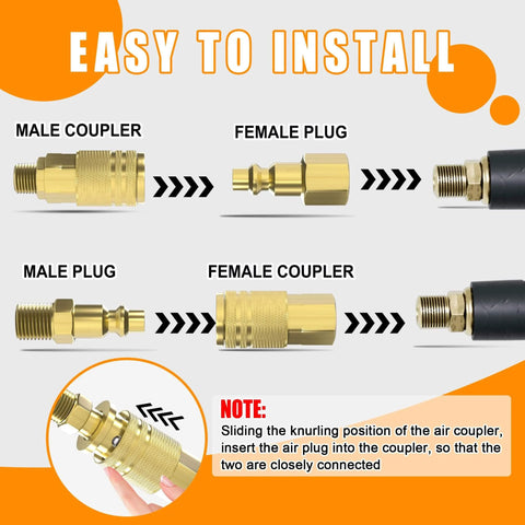 26 Piece Air Coupler And Plug Kit With One Quarter Inch NPT Quick Connect Fittings For Air Hose And Compressor Accessories installation guide