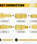 Image of Must Have 45 Piece Air Coupler And Plug Kit With One Quarter Inch NPT Fittings For Air Tools, showing plugs, couplers, and nipples.