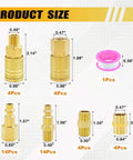 Product size chart of Must Have 45 Piece Air Coupler And Plug Kit With One Quarter Inch NPT Fittings for air tools, showing dimensions