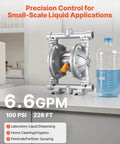 Air Operated Double Diaphragm Pump, 6.6 GPM, 3/8 inch Inlet & Outlet Pneumatic Waste Oil Transfer Pump, Max 100 PSI, Aluminum Alloy Body