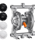 Front view of Air Operated Double Diaphragm Pump, 6.6 GPM, 3/8 inch Inlet & Outlet Pneumatic Waste Oil Transfer Pump, Aluminum Alloy Body