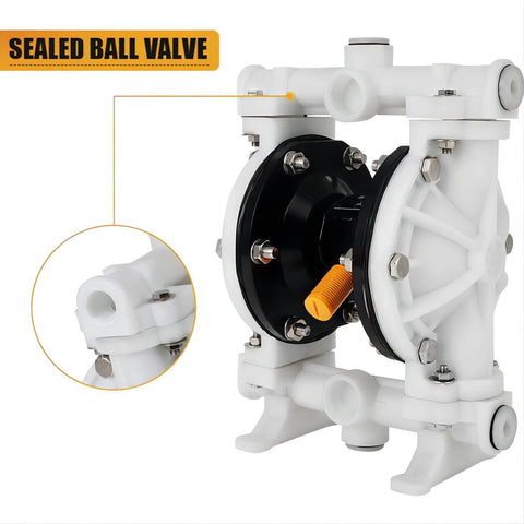 Air Operated Double Diaphragm Pump QBK-15 1/2 inch Outlet 12 GPM Pneumatic Transfer Max 115 PSI with sealed ball valve