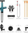 High Pressure Air Drain Blaster Toilet Plunger with accessories, including gloves, sink heads, and snakes, up to 120 PSI 8 bar.