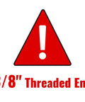 Warning sign indicating 3/8" threaded end for air hose fittings, related to 2 Pack 3/8 Inch Female NPT Air Hose Fittings Brass 3/8 FNPT To 1/4 Flow Hole M-Style Pneumatic Quick Connect Couplers Heavy Duty Air Fittings For Tools And Compressors With 6 Ball Bearings Secure Lock No Fuss Setup.