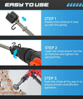 Instructions for installing Five Piece Air Hammer Bits Set With Spring 0.401 Inch Pneumatic Chisel Bits on a power hammer drill.