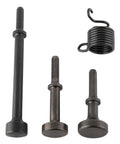Air Hammer Bit Set Four Piece Including Three 0.401 Inch Shank Pneumatic Chisel Bits And One Spring for metalwork use.