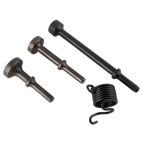 Air Hammer Bit Set Four Piece Including Three 0.401 Inch Shank Pneumatic Chisel Bits And One Spring For Metal Plate Forming