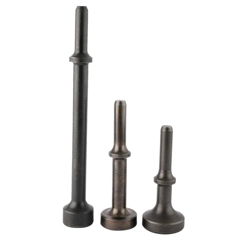 Three alloy steel pneumatic chisel bits from an air hammer bit set four piece including three 0.401 inch shank for versatile bodywork.