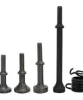 Smoothing Air Hammer Bits Set, 4 Piece With Spring, Pro Grade Heavy Duty Pneumatic Hammer Bit Kit, Alloy Steel With Oxide Finish
