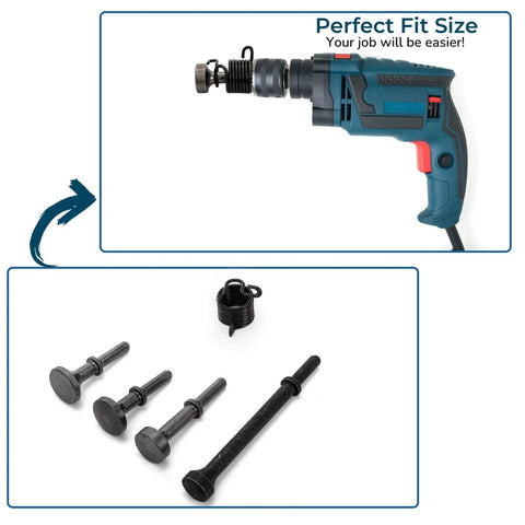 Smoothing Air Hammer Bits Set, 4 Piece With Spring, Pro Grade Heavy Duty Pneumatic Hammer Bit Kit, Alloy Steel With Oxide Finish