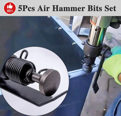 Using the 5-Piece Smoothing Air Hammer Bits Set With Extended Length Pneumatic Hammer Bit for metal work installation.