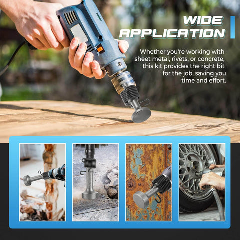 Five Piece Air Hammer Bits Set With Spring 0.401 Inch Pneumatic Chisel Bits Extended Length Smoothing Kit in use