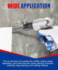Beefy 150mm Air Hammer Kit With 4500 BPM Short Barrel Pneumatic Hammer in use on masonry wall