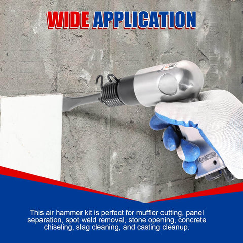 Beefy 150mm Air Hammer Kit With 4500 BPM Short Barrel Pneumatic Hammer in use on masonry wall