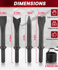 Powerful 150mm Air Hammer Kit With 4500 BPM Pneumatic Hammer And Four Chisels Including Taper Punch Panel Cutter Flat