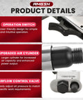 Close-up of Powerful 150mm Air Hammer Kit With 4500 BPM Pneumatic Hammer showing operation switch and airflow control valve.