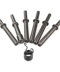 7 Piece Air Hammer Rivet Bit Set With 0.401 Shank For Pneumatic Rivet Hammers, Beefy 45# Steel Bits For Hollow Solid Rivets, Includes Spring