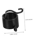 Black coiled spring retainer for pneumatic chisels, showing dimensions, part of 6 Pcs Air Hammer Spring Retainer Set For Pneumatic Chisels On The Job Heavy Duty Alloy Steel Air Tool Accessories For Concrete Breaking Digging And Chipping Provides Secure Grip And Consistent Tension For Efficient Energy Transfer.