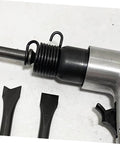 6 Pcs Air Hammer Spring Retainer Set for Pneumatic Chisels on tool with attached chisel bits for concrete breaking and chipping.