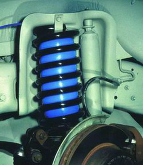 Coil Rite Air Helper Spring Kit For Open Coil Suspension installed in vehicle showing durable polyurethane springs