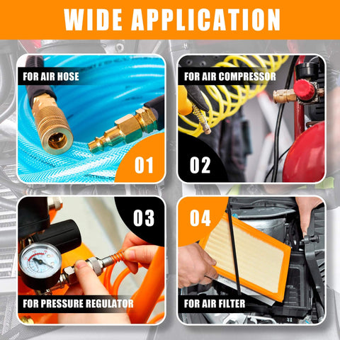 Wide application of 26 Piece Air Coupler And Plug Kit With One Quarter Inch NPT Quick Connect Fittings For Air Hose And Compressor Accessories