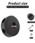 Air Hose Reel Rubber Bumpers Set Two Pack For Three Eighths Inch Reels, Spring Driven Auto Rewind, Adjustable Ball Stopper Replacement Parts, Includes Screws And Nuts For Tight Mounting shown.