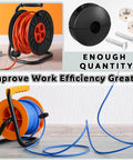 All In One Retractable Air Hose Stopper Kit For Spring Driven Hose Reels Easy Install Adjustable Replacement Rubber Bumpers displayed with hose reel and mounting hardware.