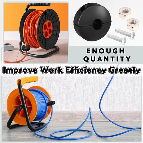 All In One Retractable Air Hose Stopper Kit For Spring Driven Hose Reels Easy Install Adjustable Replacement Rubber Bumpers displayed with hose reel and mounting hardware.