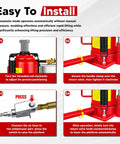 Installation guide for Heavy Duty 20 Ton Air Hydraulic Bottle Jack With Pneumatic Pump Ten And A Quarter Inch To Twenty Inch Lift Range Manual Handle Welded Steel Construction Chrome Piston Rod Includes Color Box For Cars Trucks RVs Auto Repair.