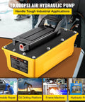 Air Hydraulic Pump, 10,000 PSI Hydraulic Foot Pump, 0.6 Gal Reservoir Foot Operated Air/Hydraulic Pump on table