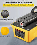 Air Hydraulic Pump, 10,000 PSI Hydraulic Foot Pump, 0.6 Gal Reservoir, aluminum and plastic materials, side view