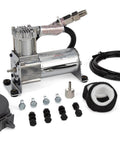 Air Lift 16092 Air Compressor System with components including the 12V compressor, wiring, mounting hardware, and accessories.