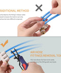 Air Line Pliers Quick Connect Tool For One Quarter Inch And Five Sixteenth Inch Pneumatic Hoses, Hose Release Pliers in use