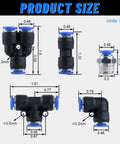 Product size diagram for One Quarter Inch Air Line Tubing Kit With Fifty Foot Black Nylon Air Hose And Push To Connect Fittings