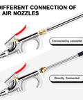 13-Piece 2-Way Air Nozzle Kit with Quick Connects showing two nozzle connection types for efficient tool performance.